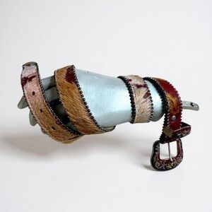 Leatherock Hair-On-Hide Calf Hair Western Belt Engraved Buckle | Size 32 Small